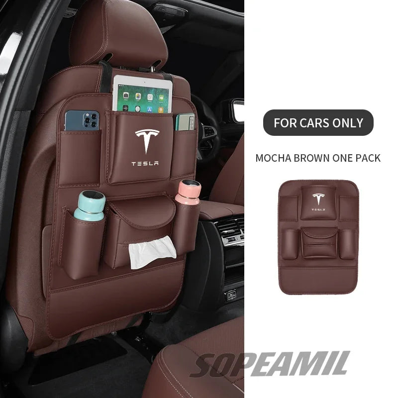 Car Seat Back Storage Bag Rear Seat Anti-Wear Anti-kick Pad For Tesla Cybertruck Beast Roadster Model 3 Model Y Model S Model X