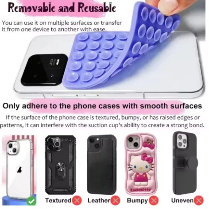 Silicone Double Sided Suction Cup Phone Mount Hands-Free Mobile Stand Airplane Travel Essential Compatible Any Smartphone