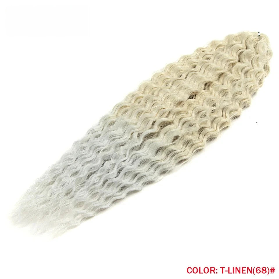 LOVE ME 22 Inch 300g/3pcs Ariel Curl Hair Water Wave Twist Crochet Hair Synthetic Ombre Rainbow Color Braiding Hair Extensions