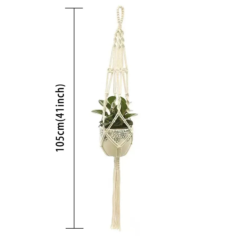 Hanging Plant Handmade Macrame Plant Hanger Flower Pot Planter Hanger Wall Decor Courtyard Garden Hanging Planter Hanging Basket