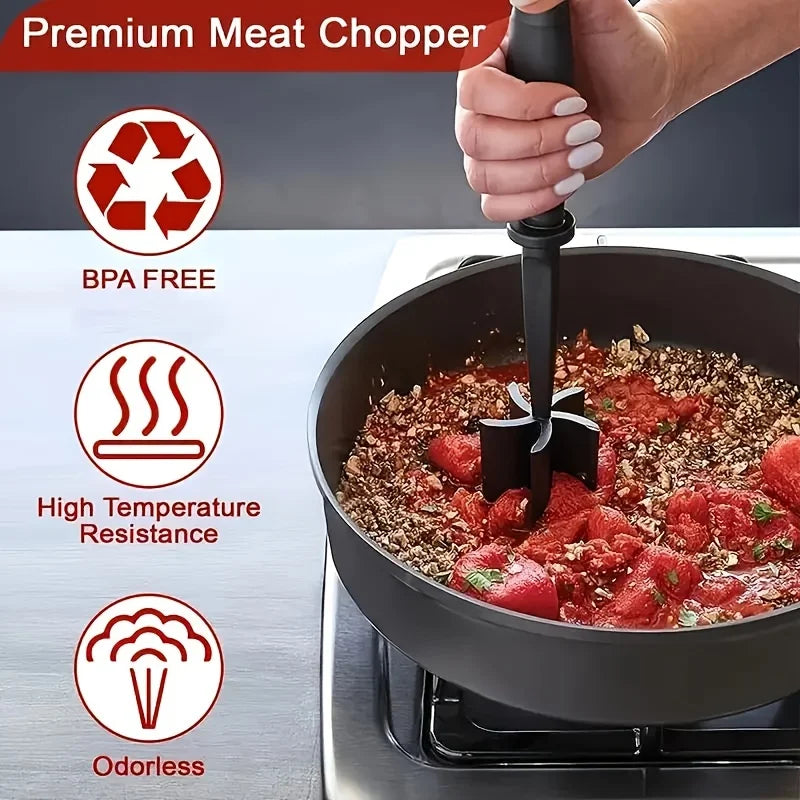 Premium Meat Chopper Heat Resistant Easy-to-Use Meat Masher Grinder for Ground Meat Hamburger Smashing Tasks Kitchen Utensil