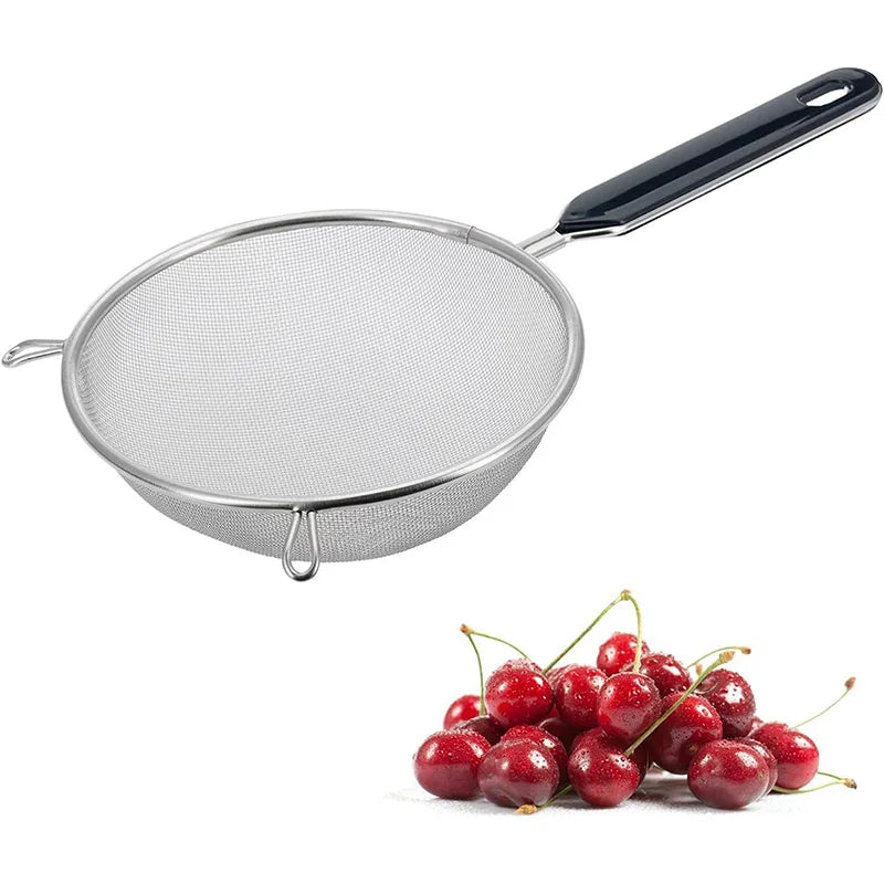 Premium Fine Mesh Strainer for Your Festive Kitchen - Versatile 6.3 Inch Stainless Steel Sieve for Fruits,Broths,and Baking Prep