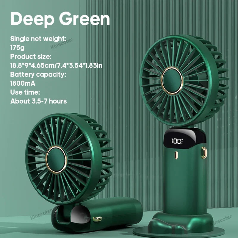 USB Handheld Mini Fan Foldable Portable Neck Hanging Fans 5 Speed USB Rechargeable Fan
