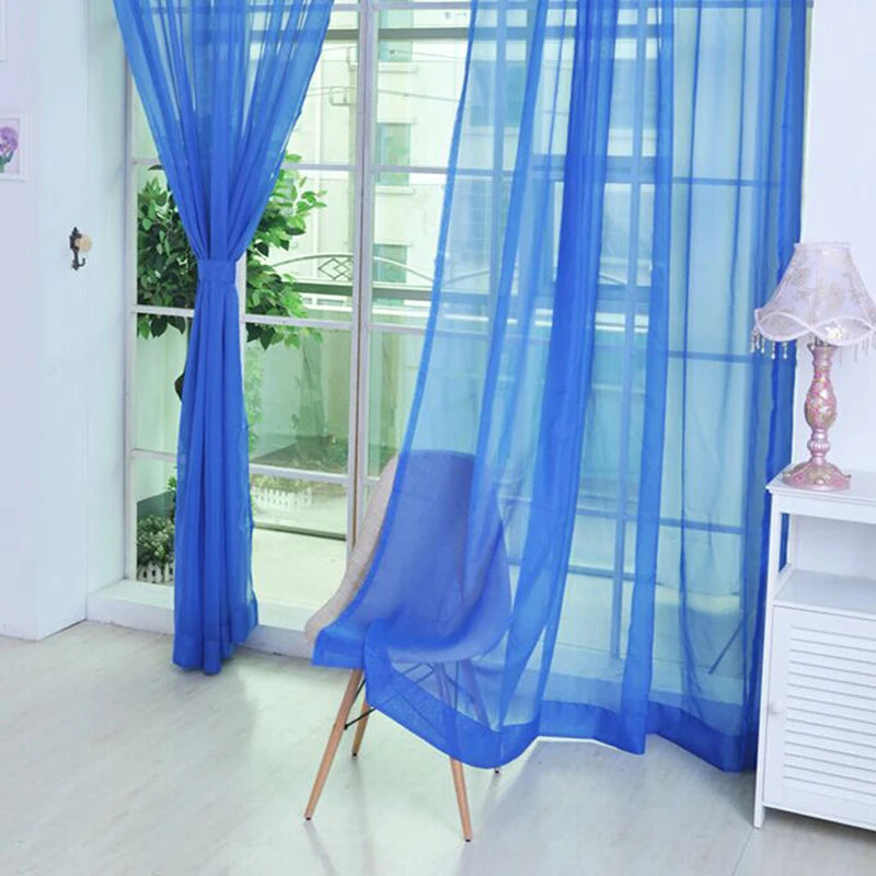 Transparent Window Gauze Solid Color Wedding Glass Gauze Household Products Light Luxury Style Easy To Install Curtains