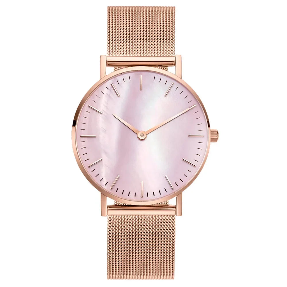 Luxury Brand Watches for Women Fashion Metal Mesh Band Analog Quartz Wristwatch Simple Elegant Ladies Clock Gift Zegarek Damski