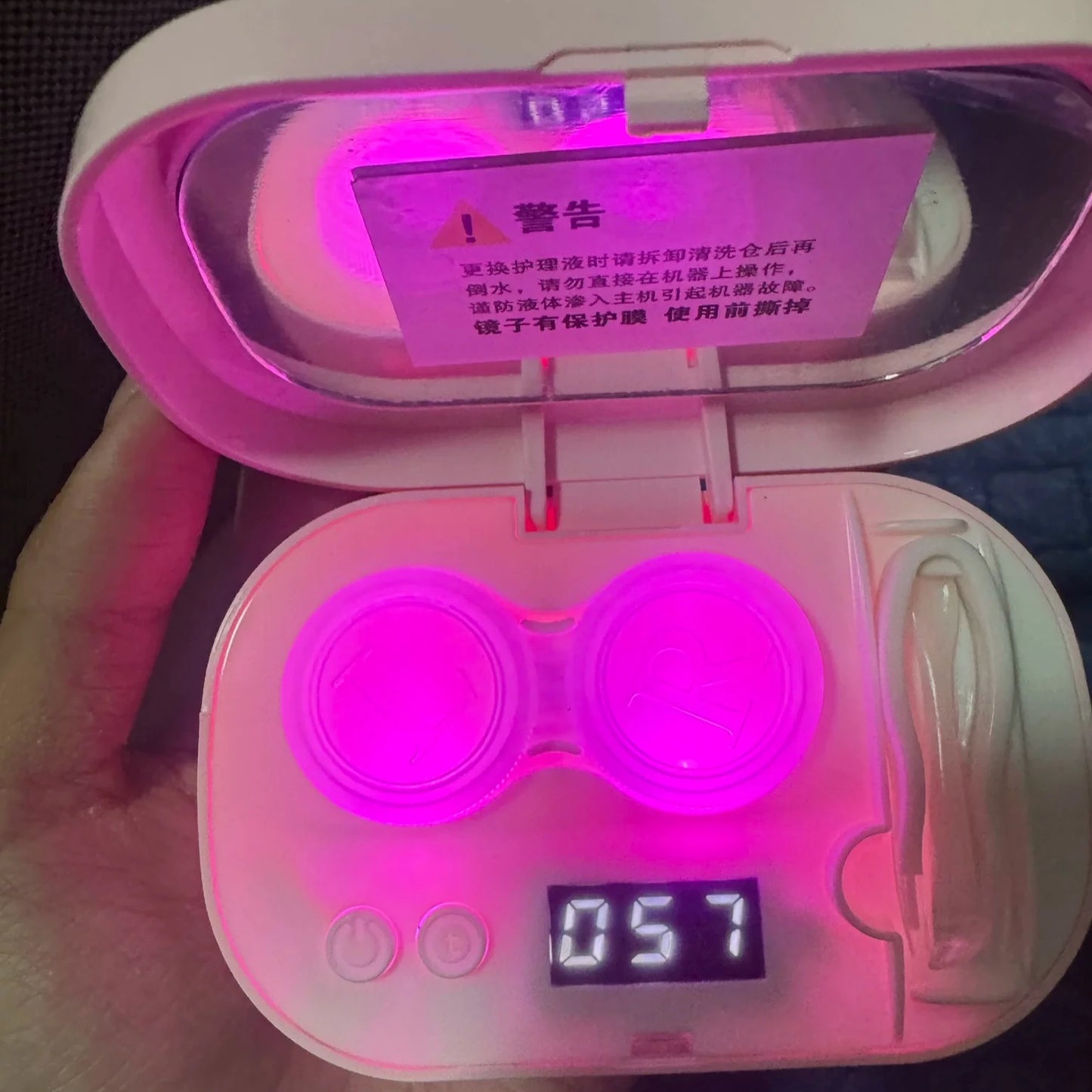 Portable Ultrasonic Contact Lens Cleaner Case With Detachable Storage Box High Frequency Cleaning LCD Display Protein Removal