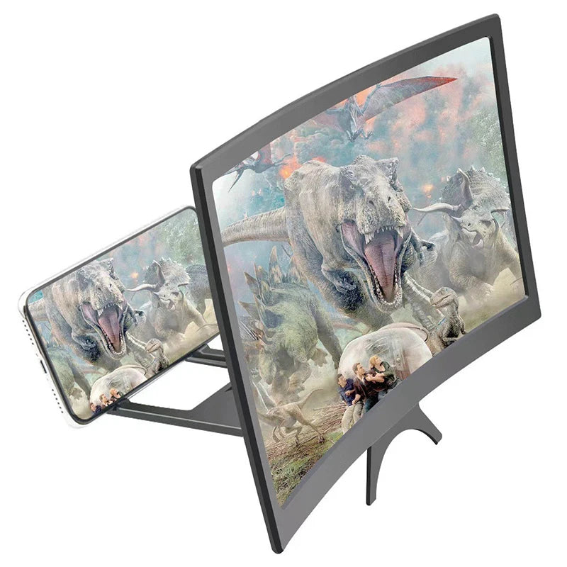 【12 Inch Large Screen 3D HD Amplifier Curved Screen Mobile Phone Screen Magnifier Smartphone Video Amplifier Stand Holder】