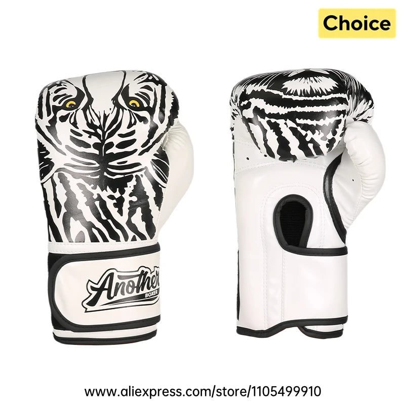 4-16OZ Boxing Sparring Gloves White Tiger Zebra Martial Arts MMA Gloves Wrist Support Sparring Fitness Kickboxing Punch Gloves