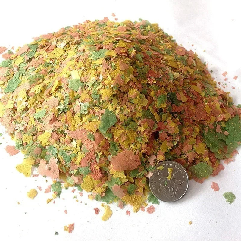 100g/packSmall Tropical Ornamental Fish Feed Aquarium Fish Thin Slice Feed Fish Feed Seedling Growth Food Family Fishing Tools