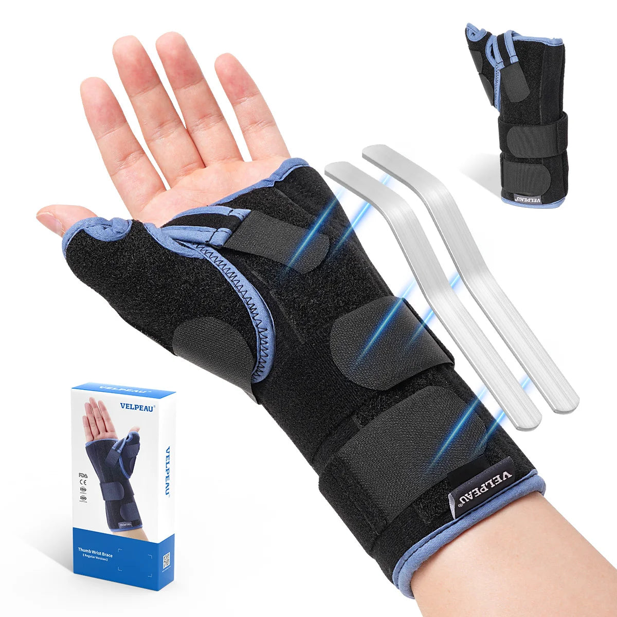 VELPEAU Wrist Splint with Thumb Stabilizer for Tendonitis, De Quervain's Tenosynovitis and Arthritis Pain, Wrist Joint Brace