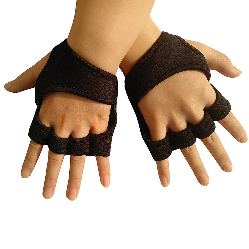 Gym Gloves Men Women Workout Weight Lifting Silicone Non-Slip Fingerless Half Gloves Padded Wrist Strap Palm Protection Black Xl