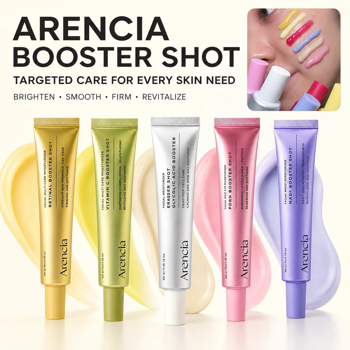 Arencia Vitamin C, Retinal, PDRN, NAD+ & Eraser Booster Shot for Bright, Firm, Pore-Refined, Clear-Looking Skin, Healthy Glow