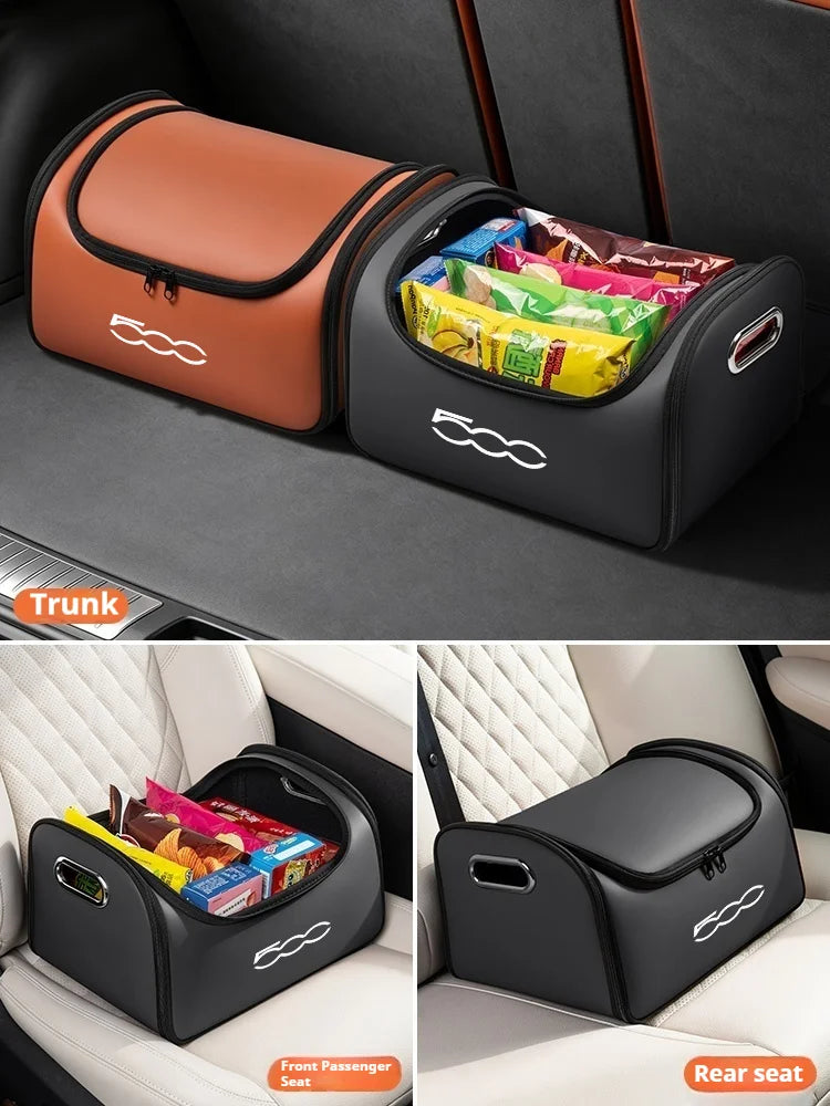 For Fiat 500 Car Trunk Organizer Storage Box Seat Multifunctional Storage Bag with Built-in Pocket Auto Interior Accessories