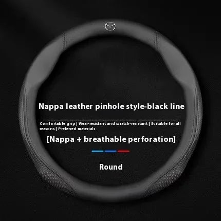 Suede Leather Car Steering Wheel Cover Sports style For Mazda 3 5 6 SKYACTIV Axela Atenza MX5 BT50 CX30 CX5 CX7 CX8 CX9 RX7 RX8