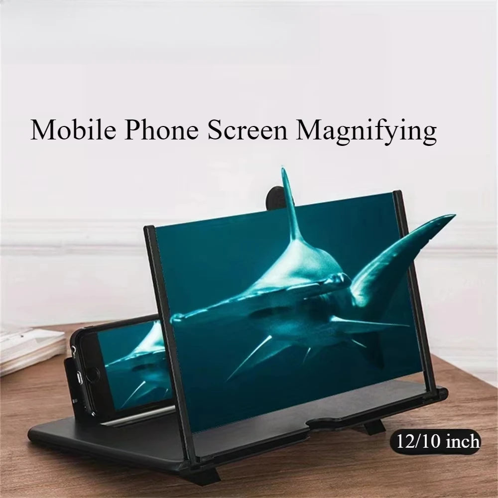 12/10 inch HD Multi functional Mobile Phone Screen Magnifier and Phone Holder Screen Video Amplifier Enlarged Screen Phone Stand