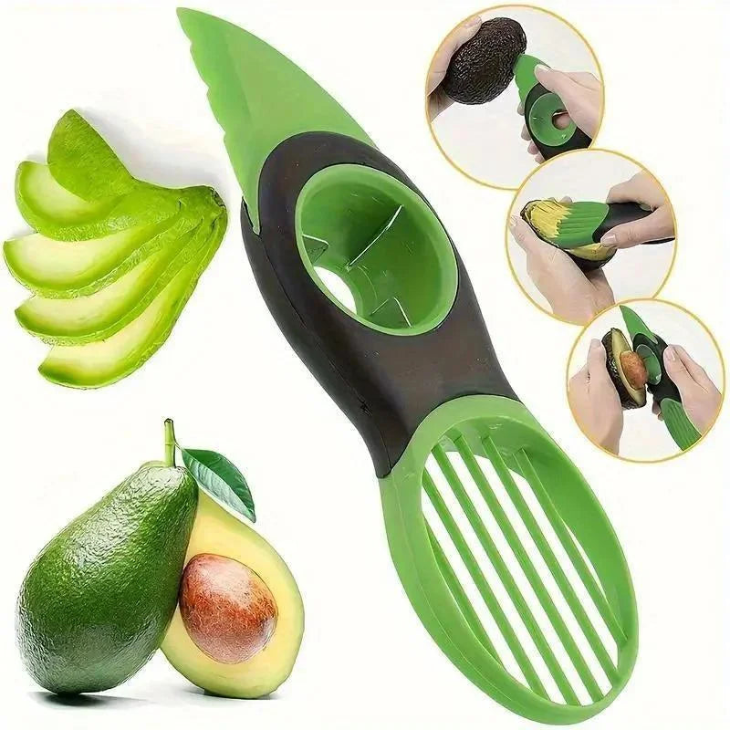 3-in-1 Avocado Slicer Cutter Pitter - Professional Kitchen Gadget With Stainless Steel Blade & Ergonomic Grip For Effortless Fru