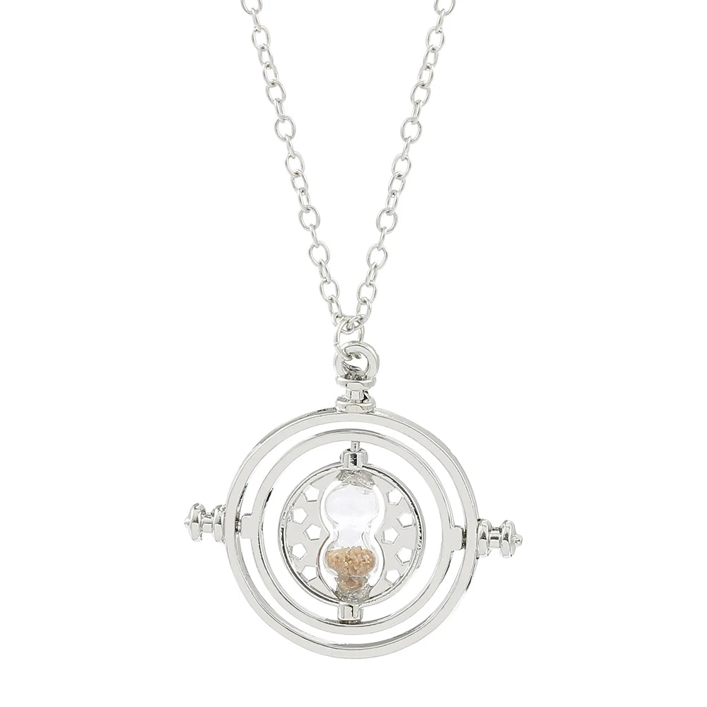 Creative Rotatable Time Converter Hourglass Necklace Movie Theme Fashion Pendant Jewelry Cosplay Prop Accessory Gift for Fans