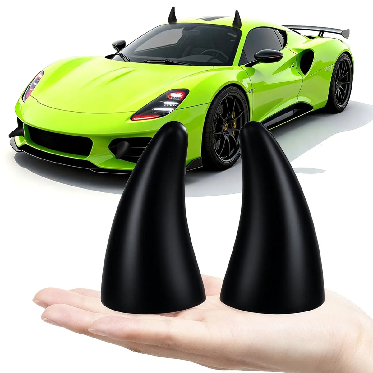 Self-Adhesive Car Elasticity 3D Devil Horns Sticker Bumper Decor Anti Collision Big Devil Horns for Motorcycle Bike Ski Helmets