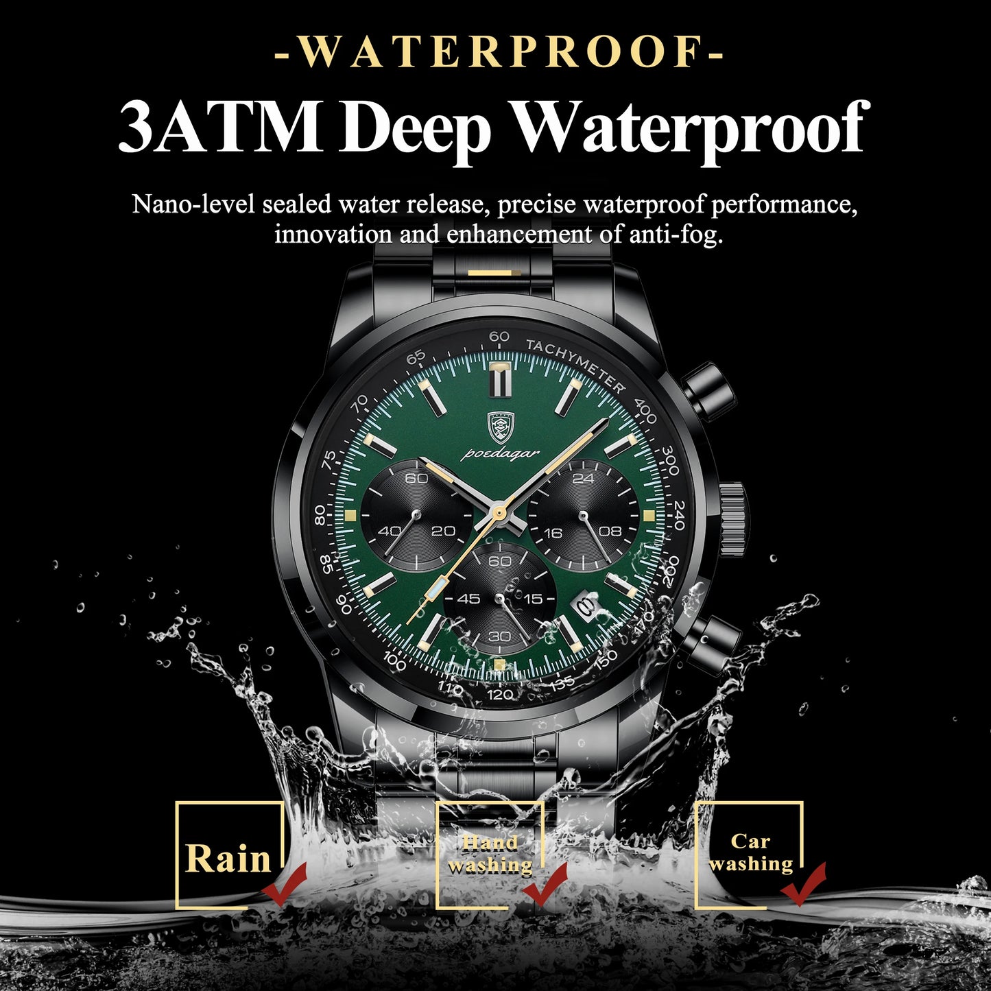 POEDAGAR Top Luxury Men Watch Waterproof Luminous Date Chronograph Fashion Men's Quartz Watch Stainless Steel Sports Man Watches