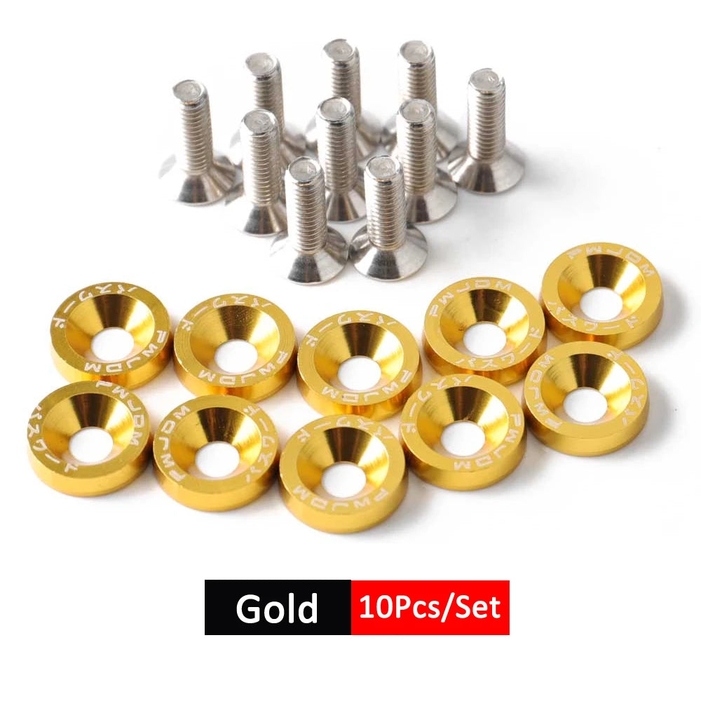 1Set Billet Aluminum Fender Bumper Washer Bolt Engine Bay Screw Dress Up Kit JDM M6x20mm Bolts  2026   NEW