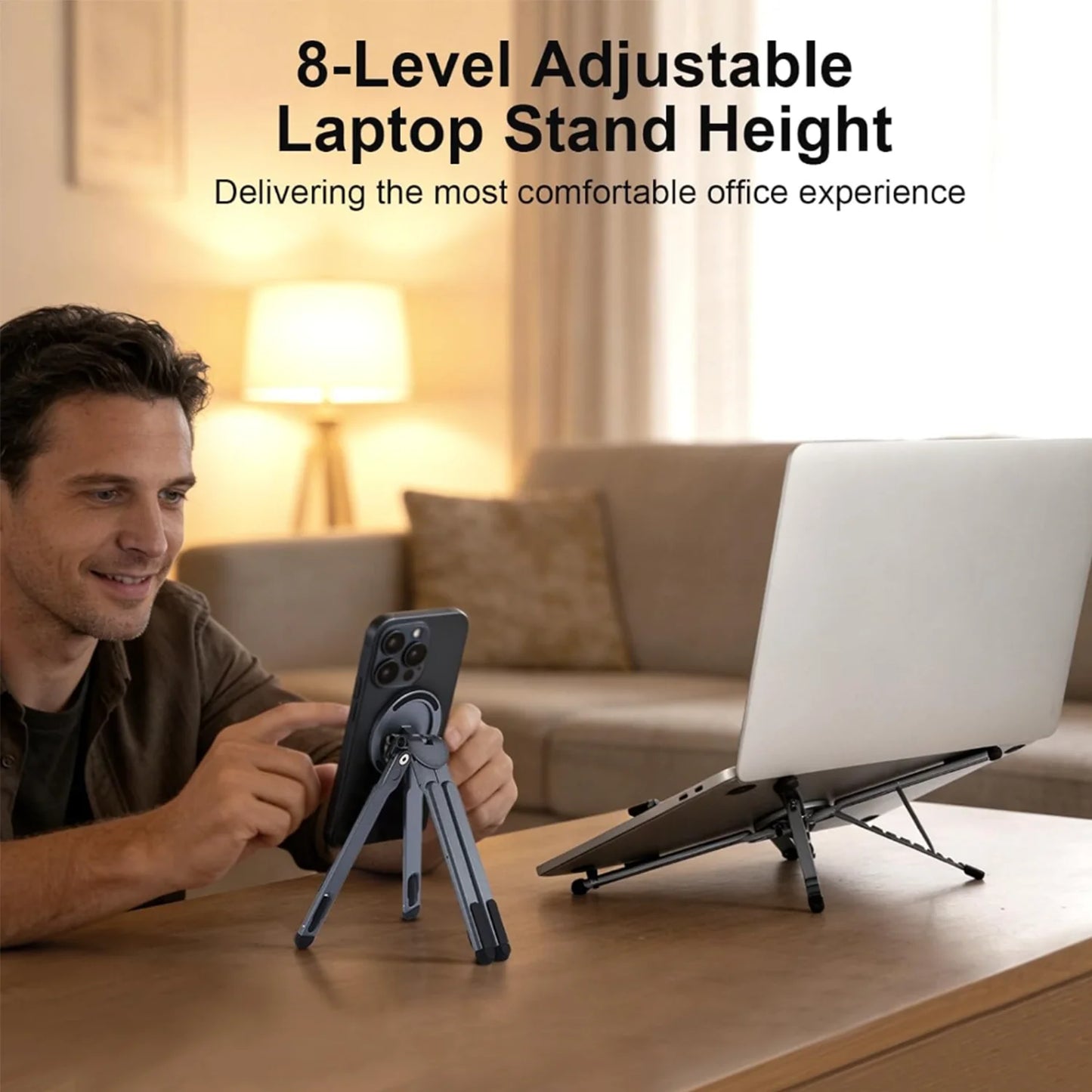 All-in-One Foldable Magnetic Stand: For Phone, Tablet & Laptop