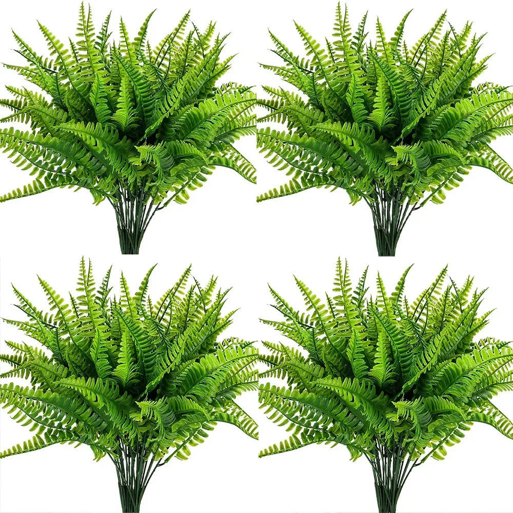 2pcs Artificial Plants Fake Boston Ferns Bushes Faux Shrubs Greenery UV Resistant Plant for Home Garden Outdoor Yard Decor
