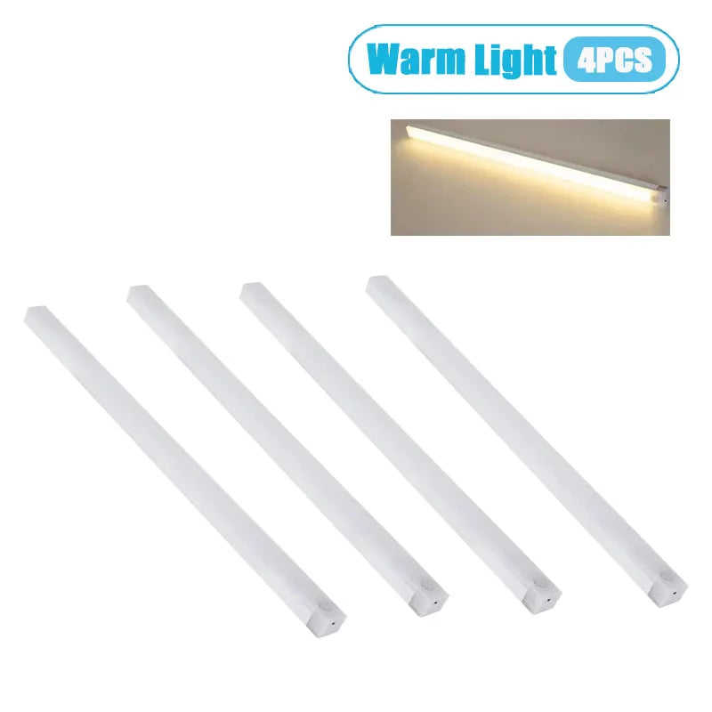 1/2/4PCS Motion Sensor LED Under Cabinet Light Rechargeable Magnetic Strip Lamp for Kitchen and Closet