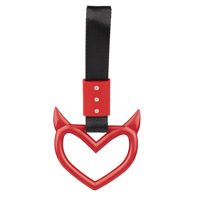 1pc Car Magic Heart Handle Hanging Ring Car Rear Interior Hand Pull Ring Bumper Warning Hanging Ring