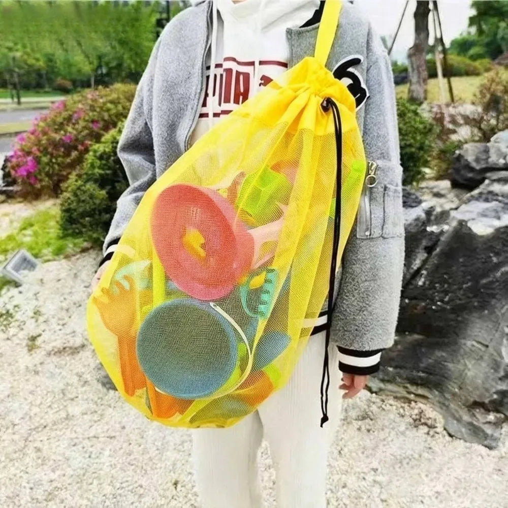 1PC Large Capacity Mesh Beach Toy Storage Bag Portable Breathable Foldable Storage Bag for Travel Outdoor Swimming Bag Organizer
