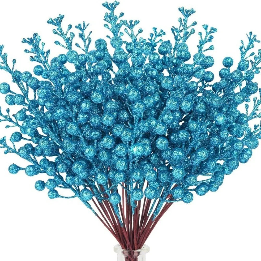 10Pcs Artificial Berry Picks Pine Branches Christmas Tree Decoration for Home New Year 2026 Decor Xmas Crafts Wreath Ornament