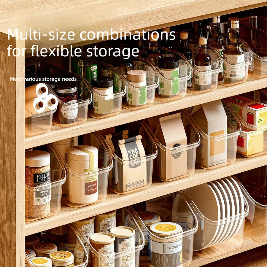 Pull-Out Cabinet Organizer Bin with Roll Wheels Clear Kitchen Bathroom Cabinet Under-Sink Organizer and Storage Organizer Basket