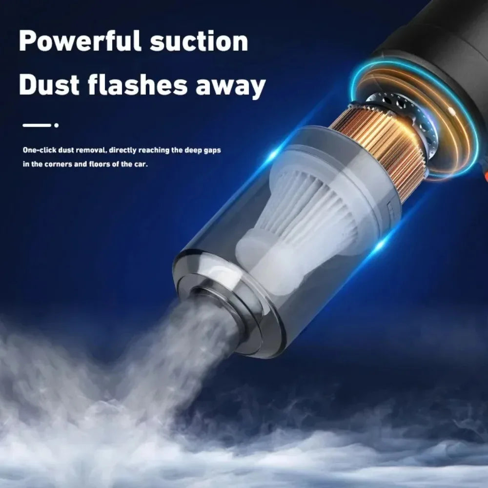 12V Portable Handheld Car Vacuum Cleaner Cordless Powerful Suction Strong High Power Cleaning Tool for Auto Interior