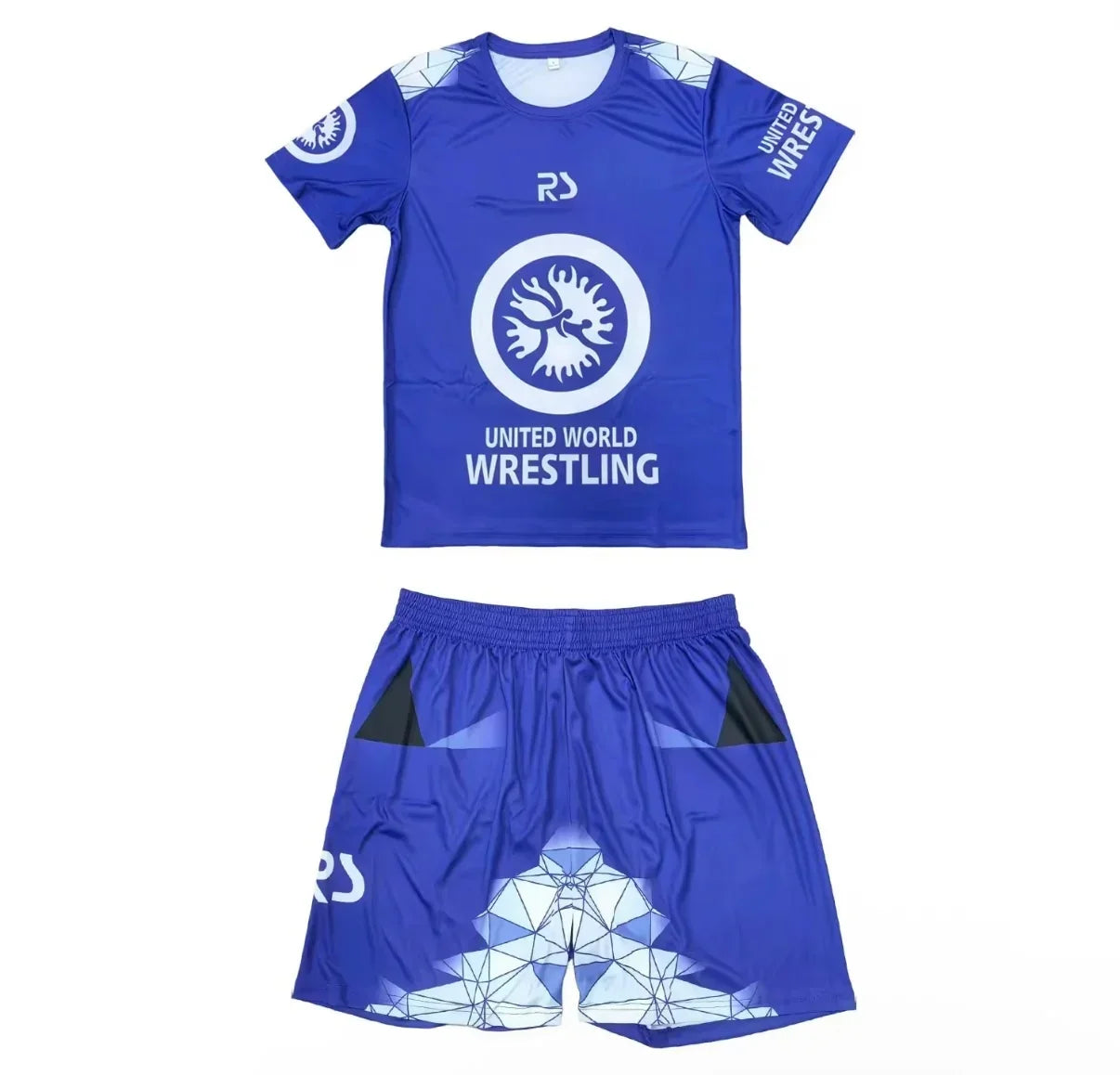 2026 New Men World Wrestling Team Sportswear Set Short Sleeve T Shirt and Shorts for Workout Lightweight Moisture Wicking