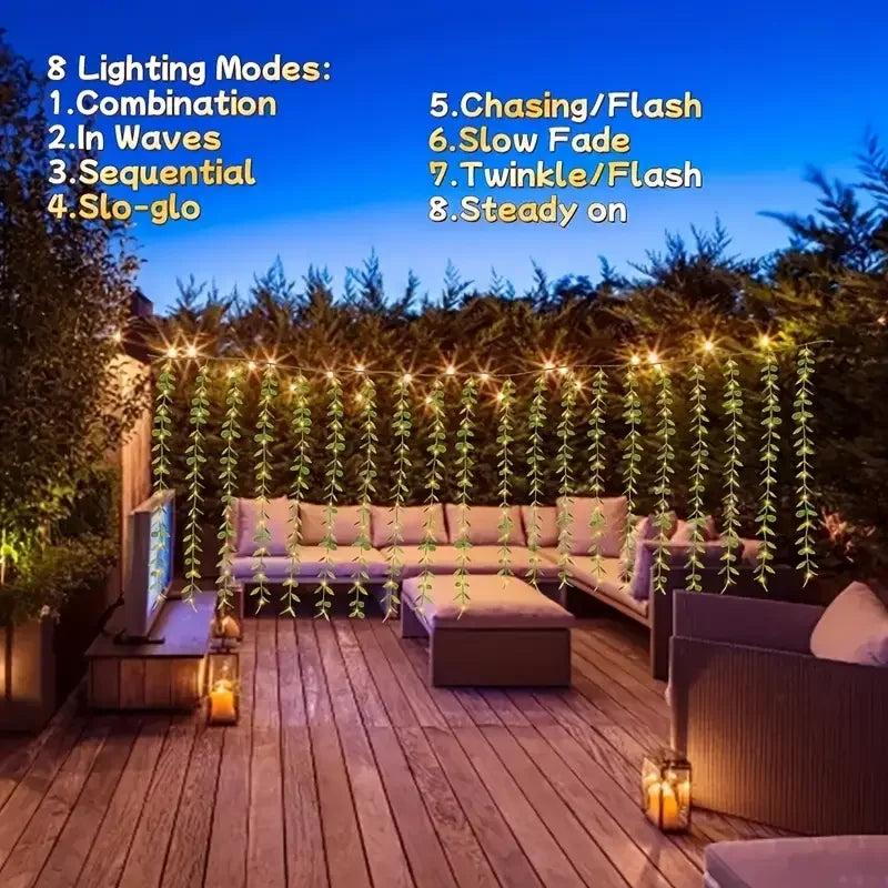 3M USB Maple Leaf Curtain Lights Ivy Artificial Green Leaf Garland Fairy Light String for Indoor Outdoor Wedding Wall Decoration