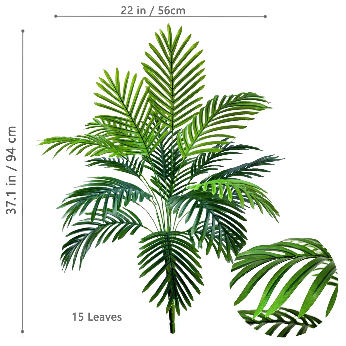 52-145cm  Artificial Palm Tree Tropical Fake Plant Green Plastic Palm Leaf Branches Suitable for Home Garden Decoration