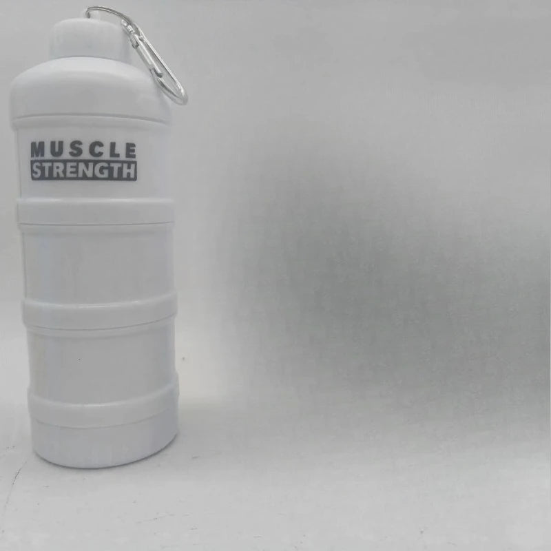 3-layer Portable Protein Powder Box Funnel Powder Box Fitness Supplement Bottle Handle Layered Storage Medicine Box Snack Can