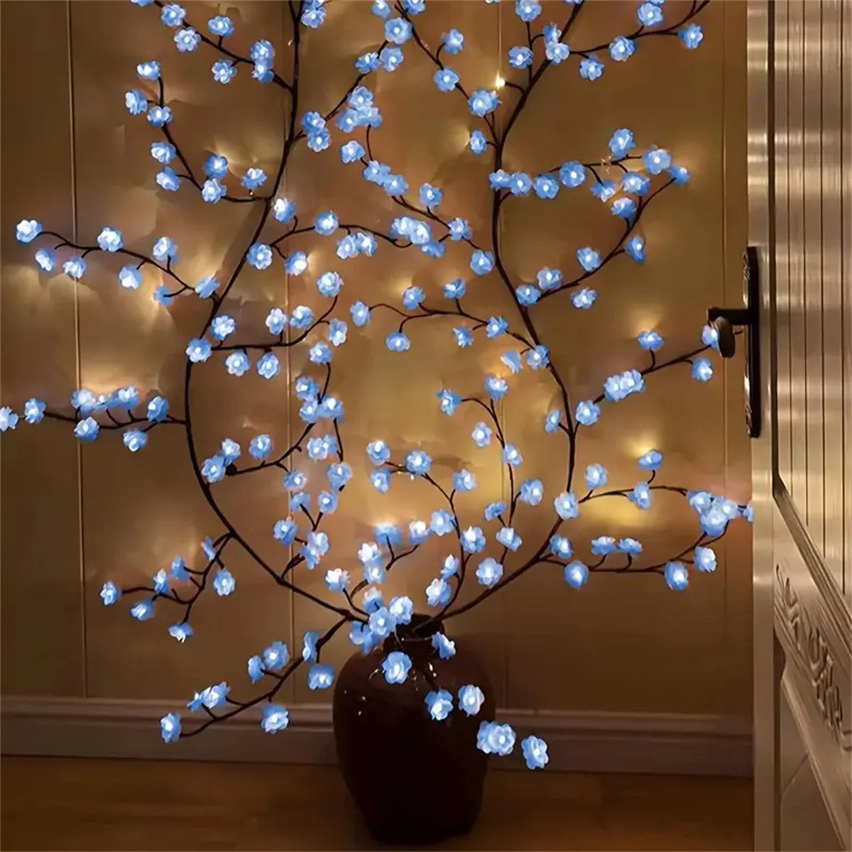 96 Led USB Cherry Blossom Light String Artificial Flower Tree Branch Rattan Lights 8 Modes For Party Home Christmas Decoration