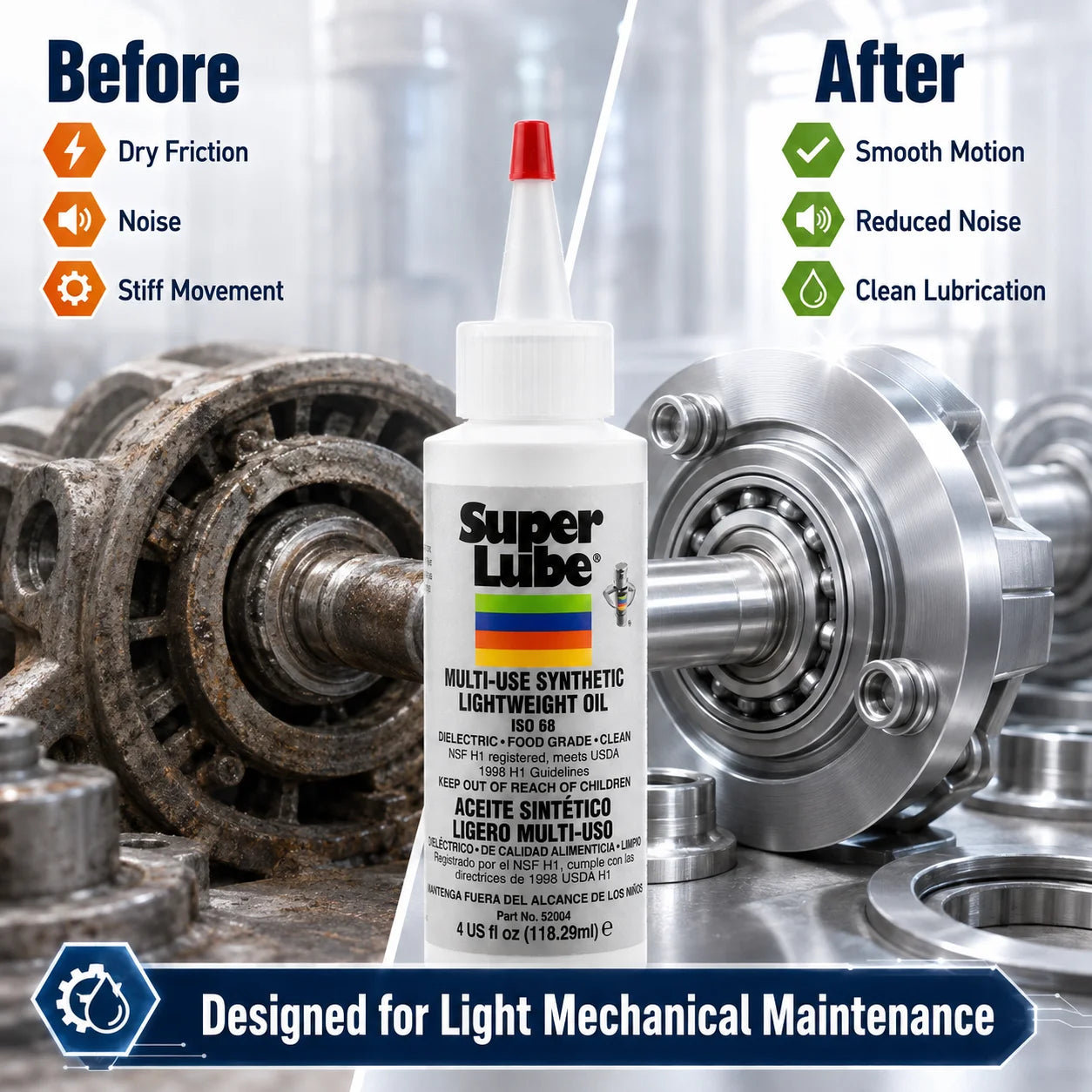 Super Lube 52004 Synthetic Lightweight Oil ISO 68 Multi-Purpose Food Grade Lubricant for 3D Printer Bearings Rails