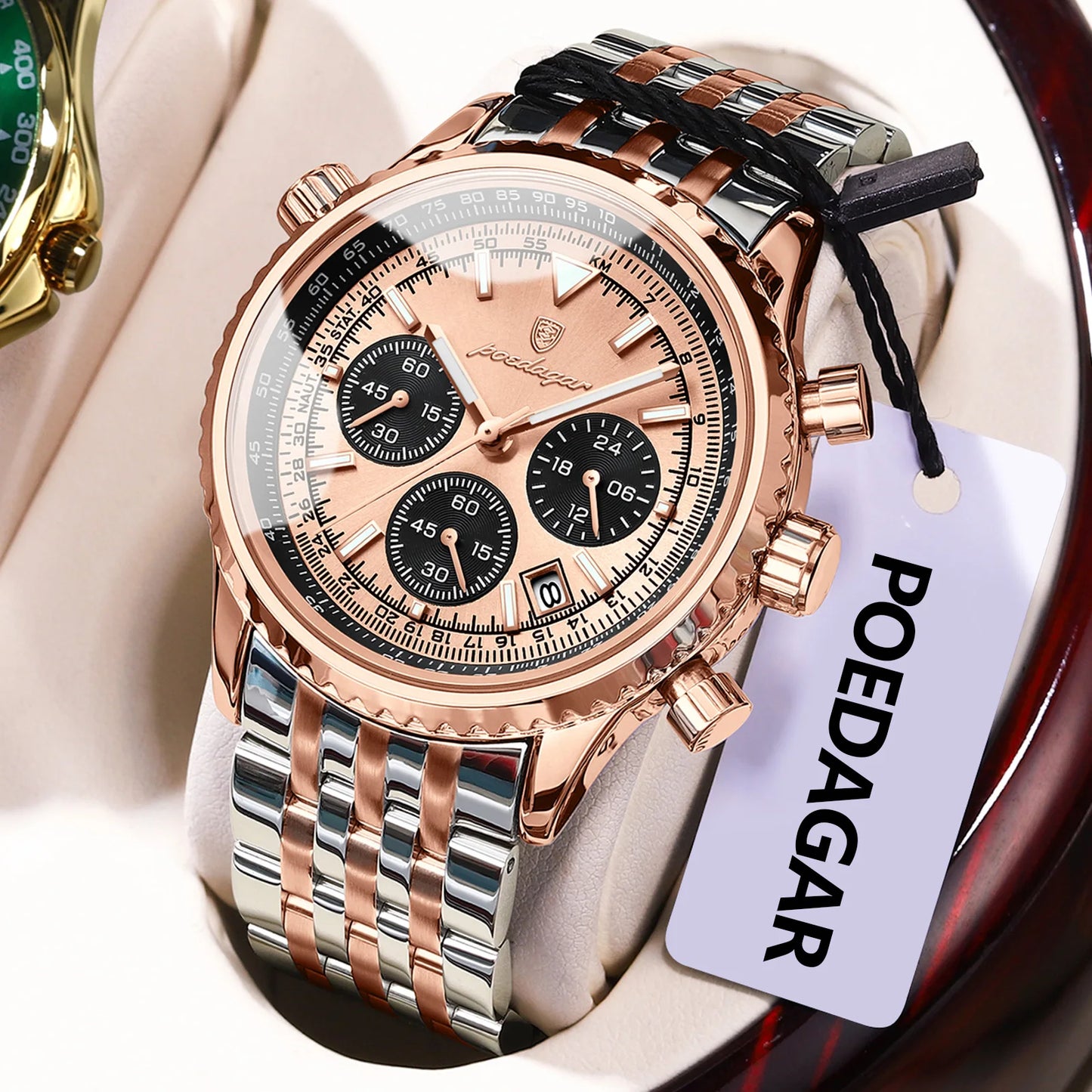 POEDAGAR Business Men's Wristwatch Waterproof Luminous Date Chronograph Luxury Man Watch Quartz Stainless Steel Watches For Men