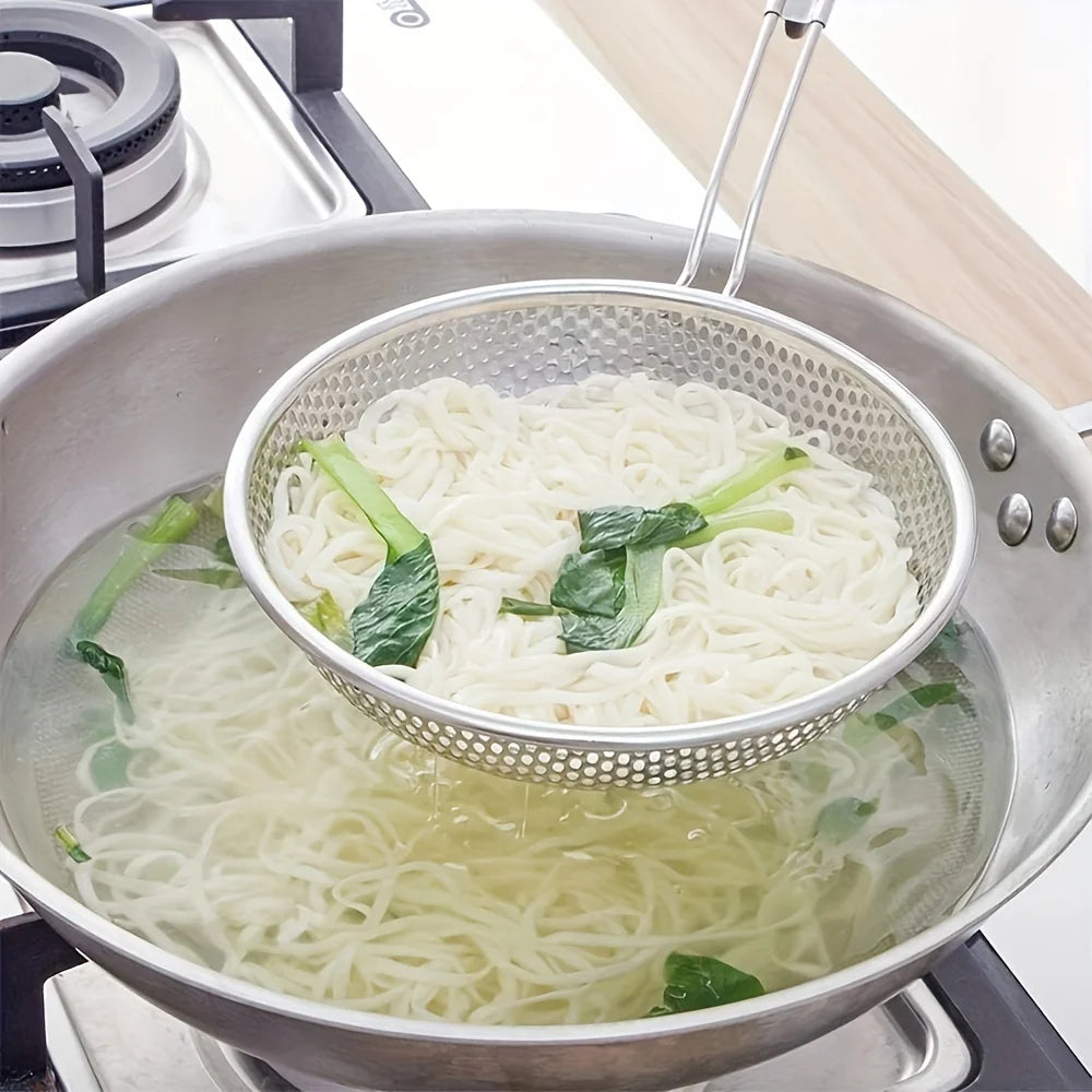 Skimmer Spoon Thickened Stainless Steel Strainer, Household Lo Mein and Dumpling Strainer, Large Kitchen Fried Strainer