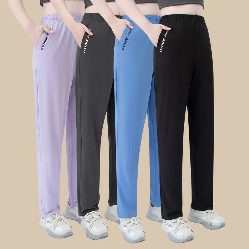 1/3 Piece Set Summer Women's Letter Printed Pocket Casual Pants, Comfortable Plus Size Youth Student Sports Running Harem Pants