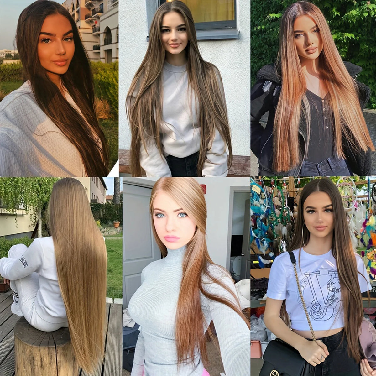 Synthetic Super Long Straight 5 Clip In Hair Extensions 32Inch One Piece Hairpiece for Women Multiple Colors Hair Extensions