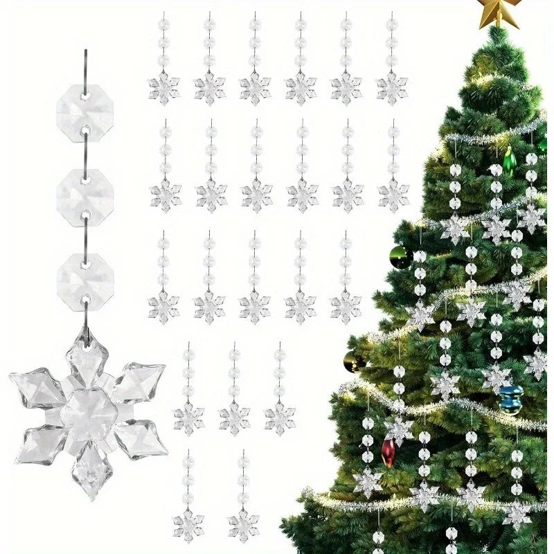 10PCS Snowflake Crystal Christmas Ornaments for Christmas Tree Decorations, Hanging Clear Acrylic Snowflake Ornaments