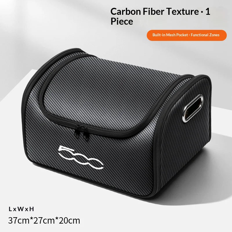 For Fiat 500 Car Trunk Organizer Storage Box Seat Multifunctional Storage Bag with Built-in Pocket Auto Interior Accessories