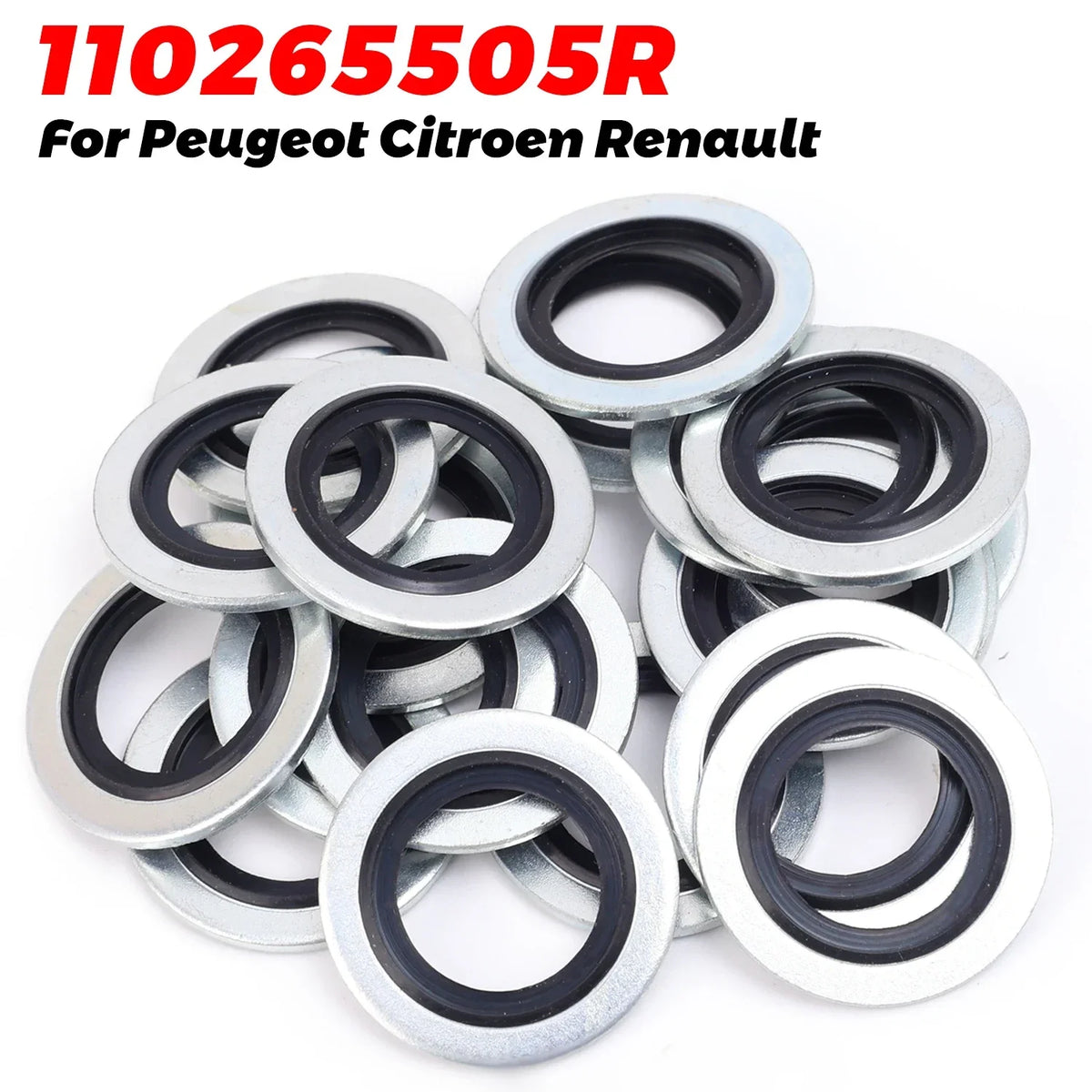 Car Oil Pan Drain Plug Aluminum Alloy Fluororubber Sealing Ring Gasket For Renault Bonded Seal Washer Car Accessories 110265505R