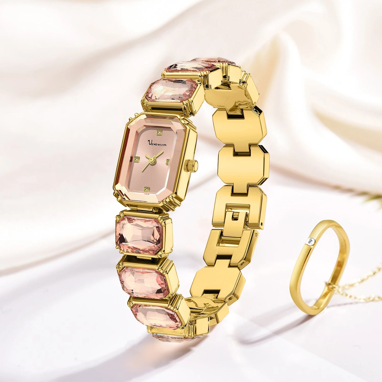2025 New Women Watches Luxury Diamond Square Quartz Movement Stainless Steel Mesh Belt Original Gold Fashion Dress Women's Watch