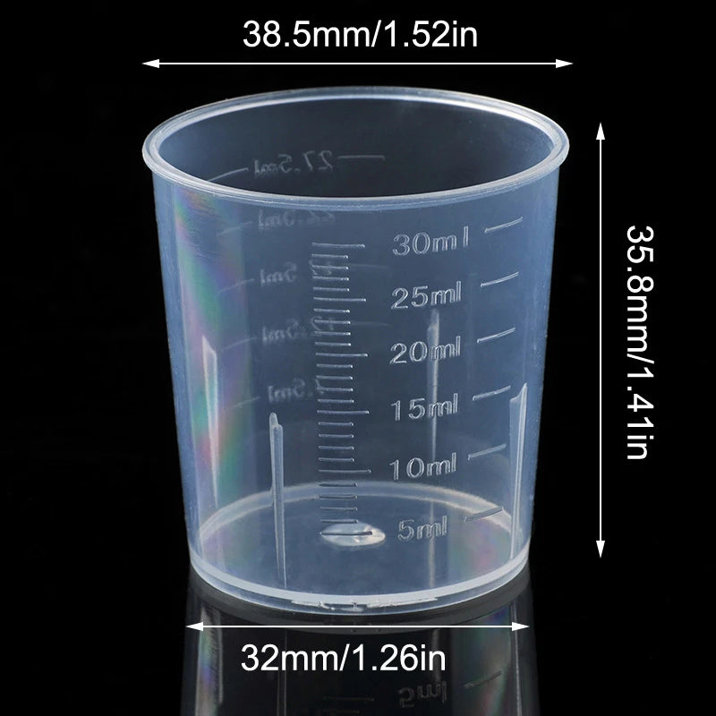 20pcs 30ml Plastic Graduated Measuring Cup Liquid Container Epoxy Resin Silicone Making Tool Transparent Mixing Cup DIY Tool