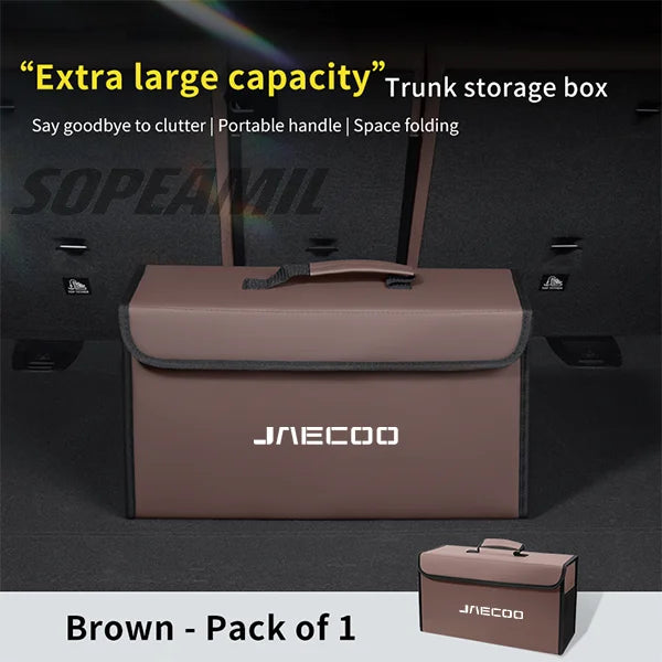 Car Carbon Fiber Leather Storage Box Organizer Large Capacity Foldable Stowing Tidying Bag For Chery Jaecoo J7 J8 Accessories