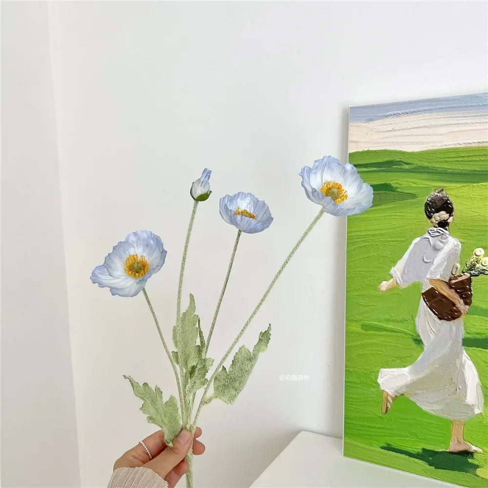 Silk Poppy Flower Branch