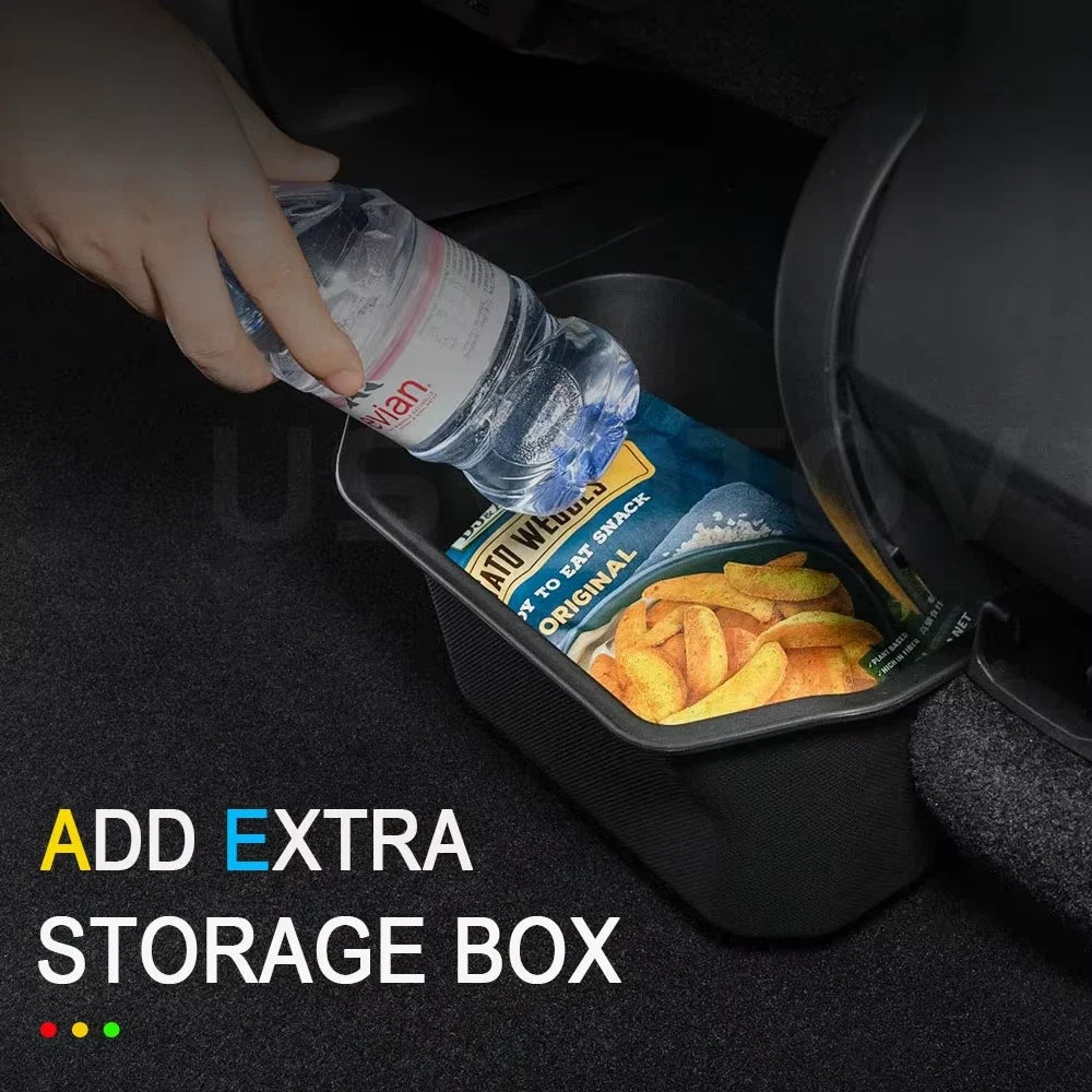 For Tesla Model Y 3 Highland Rear Seat Storage Box Center Console Bins Backseat Trash Can Garbage Bag Tray Accessories